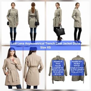 Lolë Lena Asymmetrical Trench Coat Jacket Dune​ Size XS